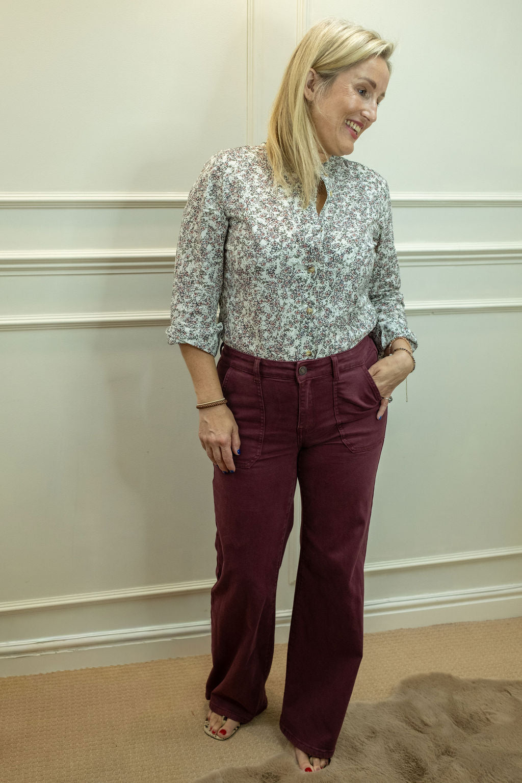 Alder Jean - Wide Leg, Burgundy