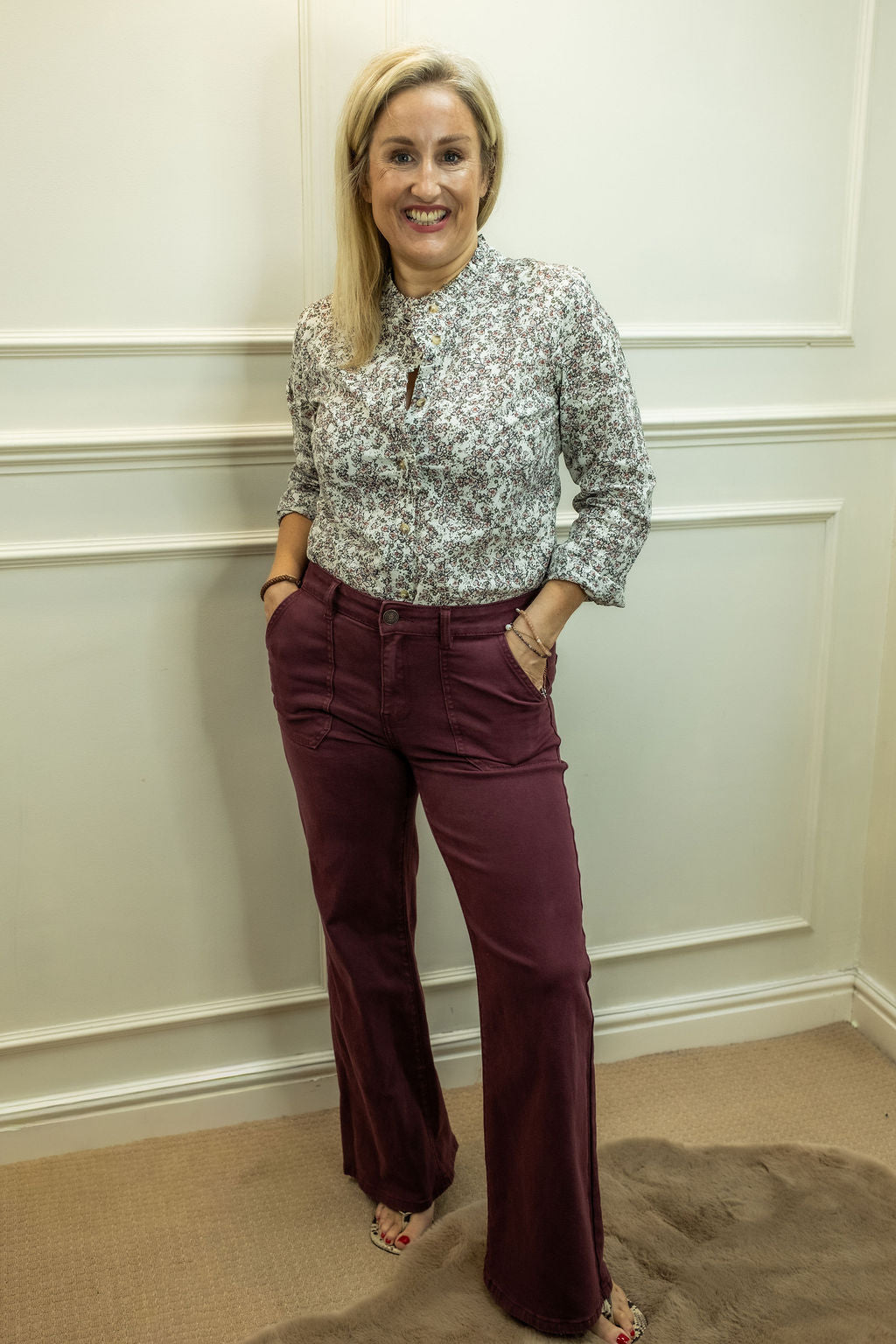 Alder Jean - Wide Leg, Burgundy