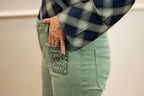 Minna Wide Leg Jeans, Sage Green