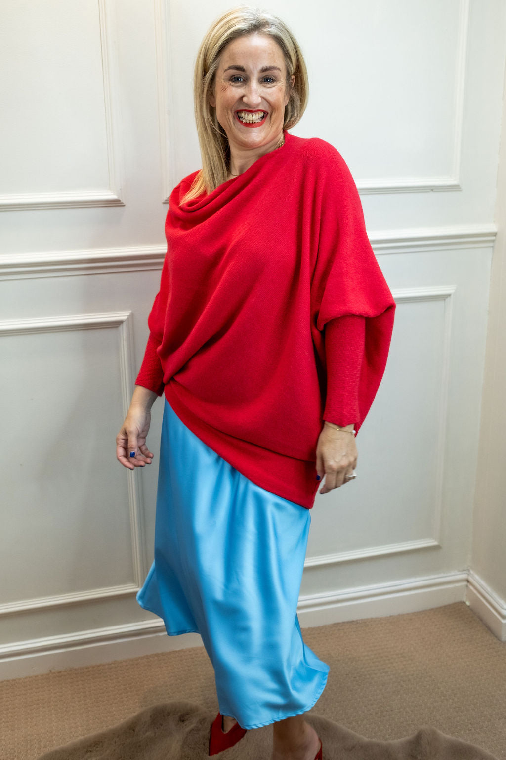 Asymmetric Knit, Red