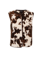 Nora Cow Print Vest, Brown/Cream