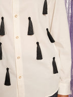 Fallon Tassel Shirt, Pearl Ivory