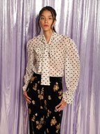 Carrington Lace Bow Shirt, Pearl Ivory