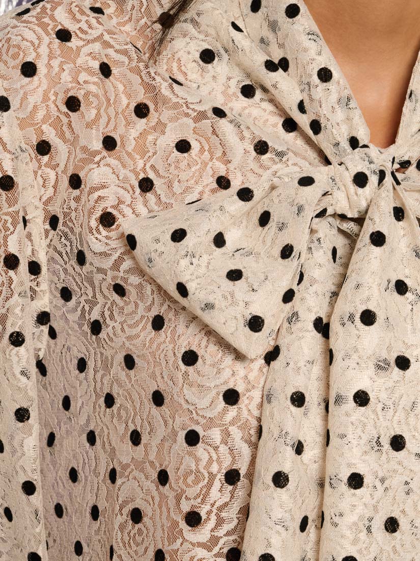 Carrington Lace Bow Shirt, Pearl Ivory