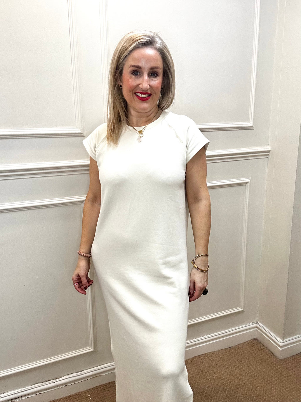 Sara Dress, Almond Milk