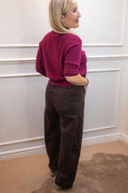 Tia Barrel Jean, Chocolate Brown