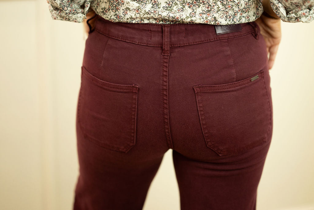 Alder Jean - Wide Leg, Burgundy
