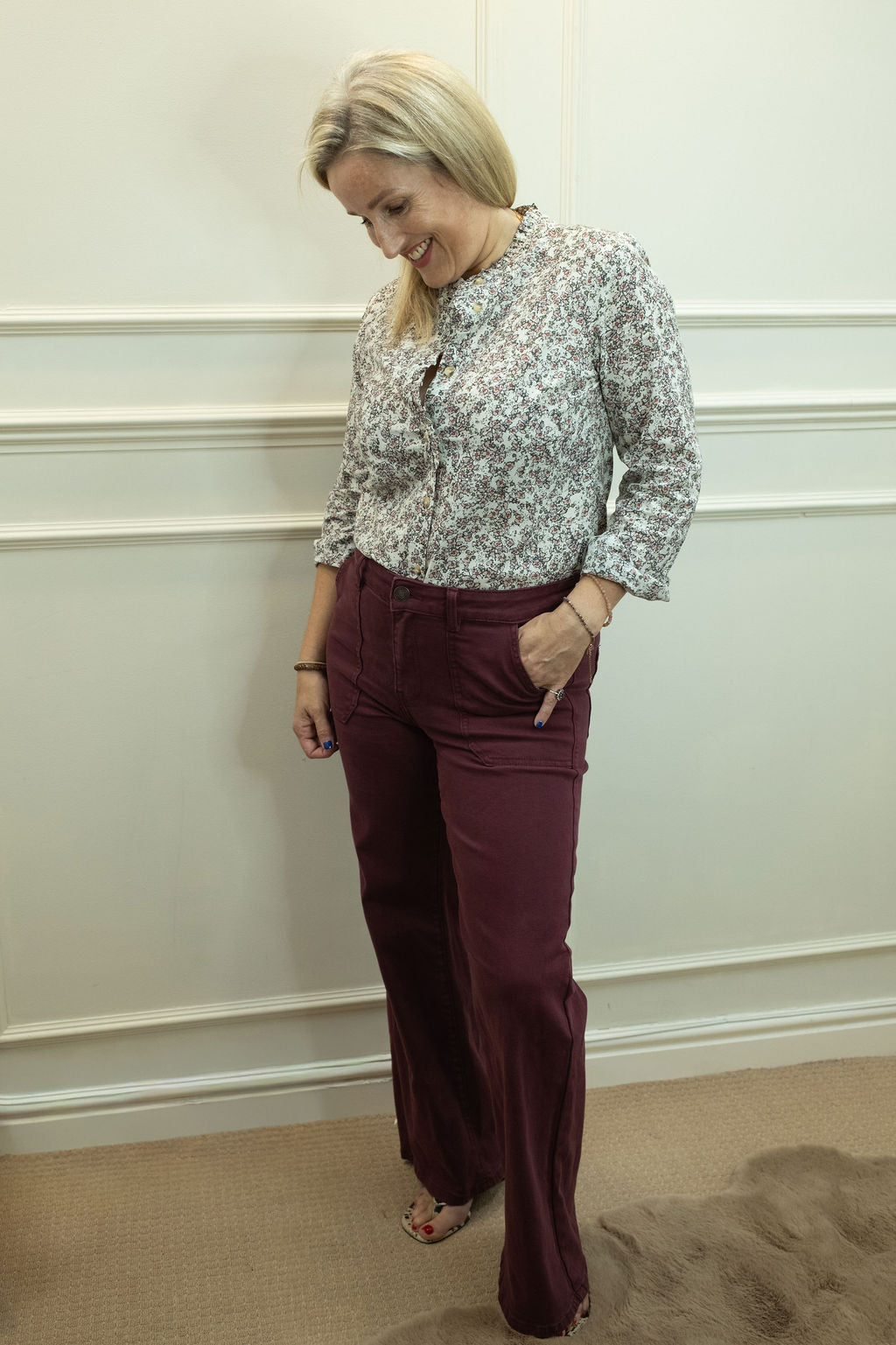Alder Jean - Wide Leg, Burgundy