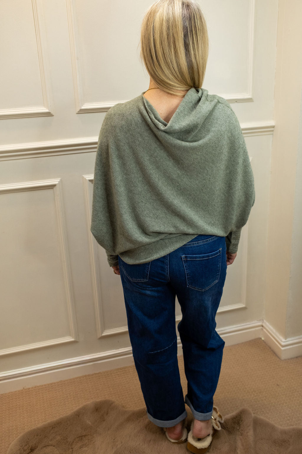 Asymmetric Knit, Moss Green