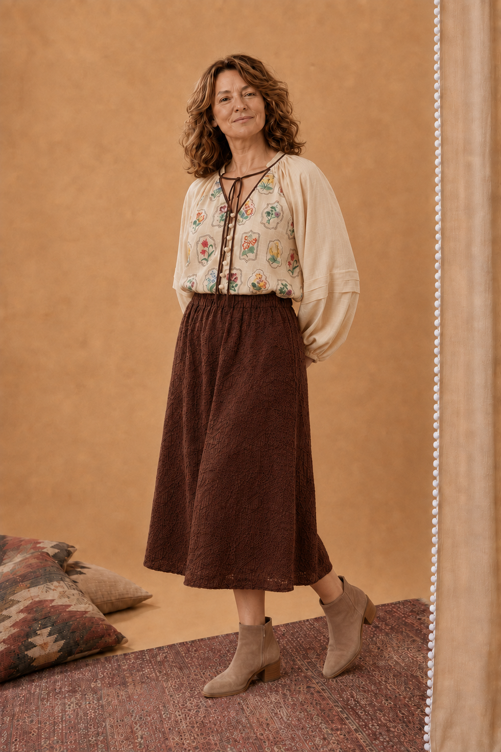 Fiora Floral Blouse, Oatmeal