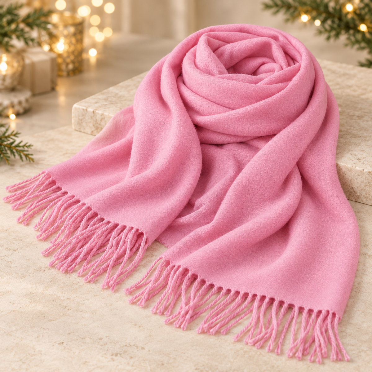 Tasselled Pashmina, Petal Pink