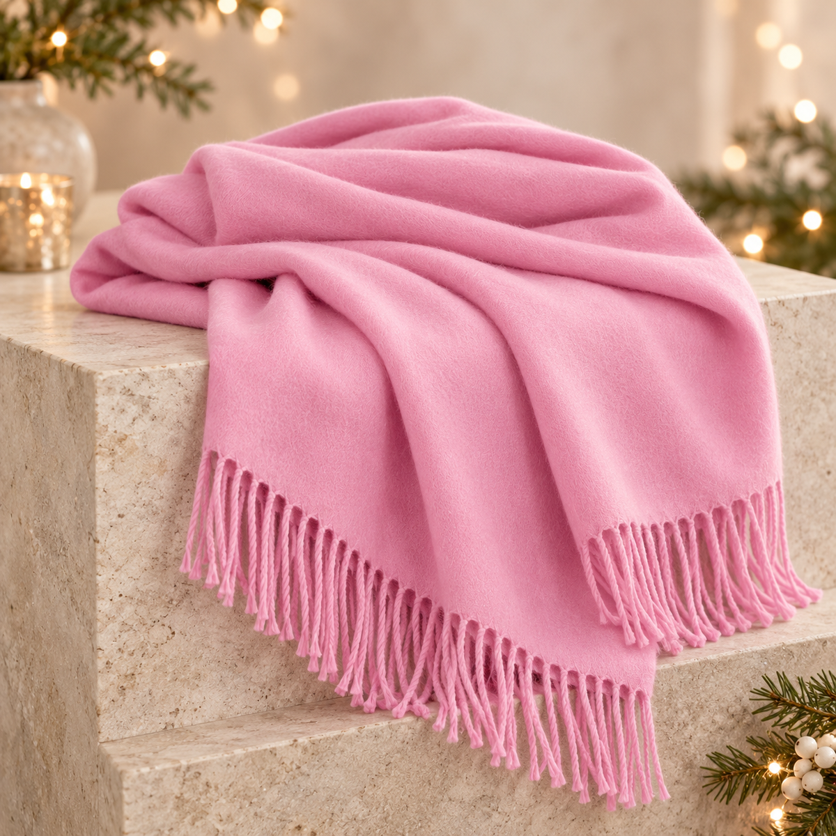 Tasselled Pashmina, Petal Pink