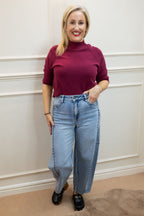 Harta Studded Crop Jeans, Light Blue Wash
