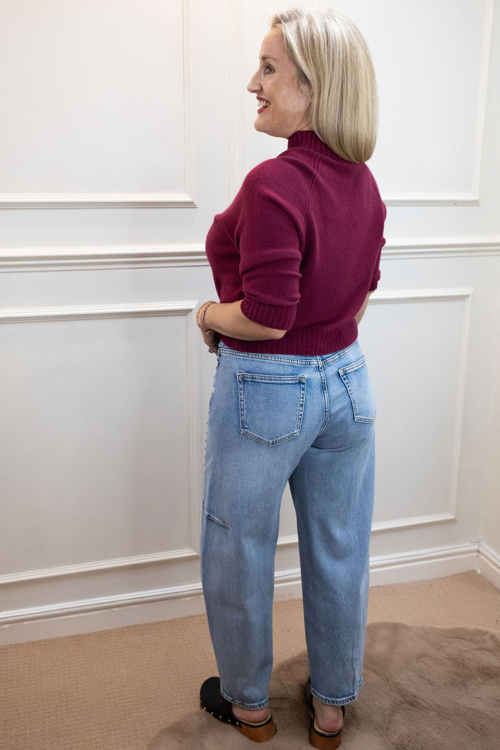 Harta Studded Crop Jeans, Light Blue Wash
