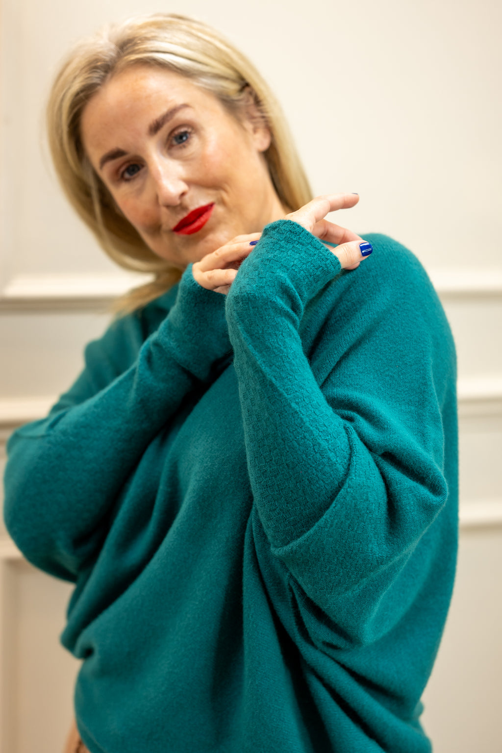 Asymmetric Knit, Teal