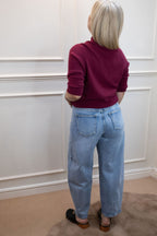 Harta Studded Crop Jeans, Light Blue Wash