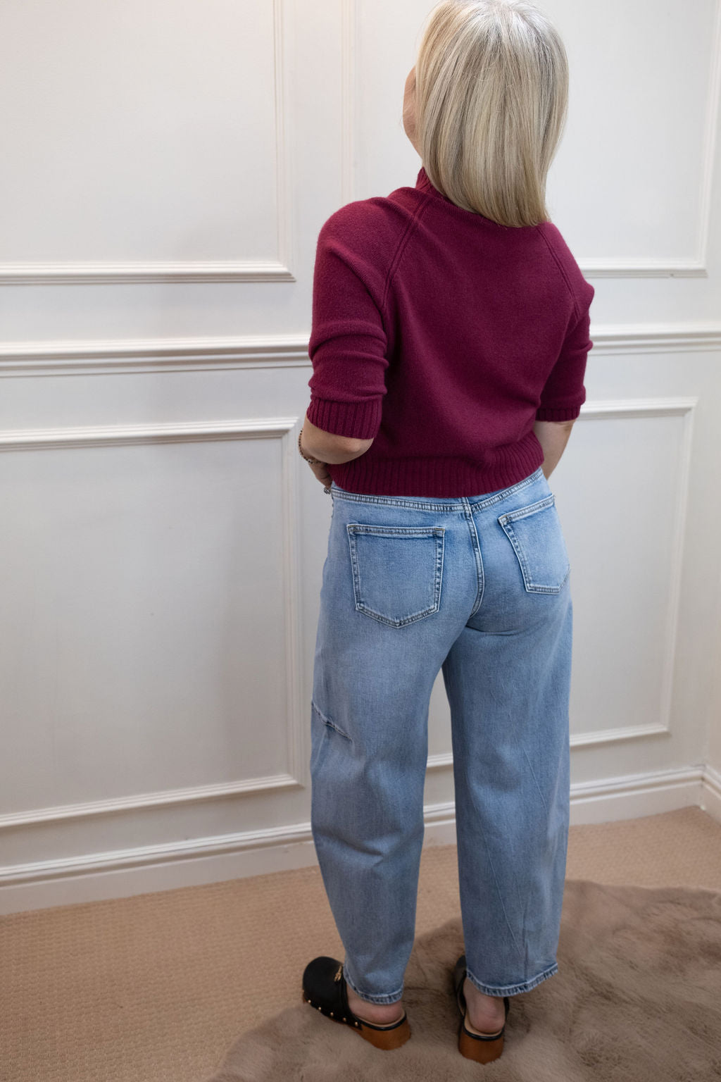 Harta Studded Crop Jeans, Light Blue Wash