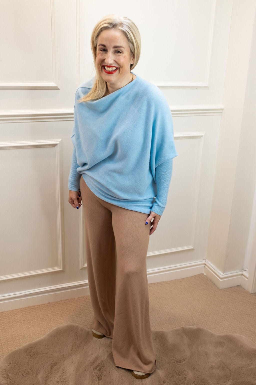 Asymmetric Knit, Powder Blue