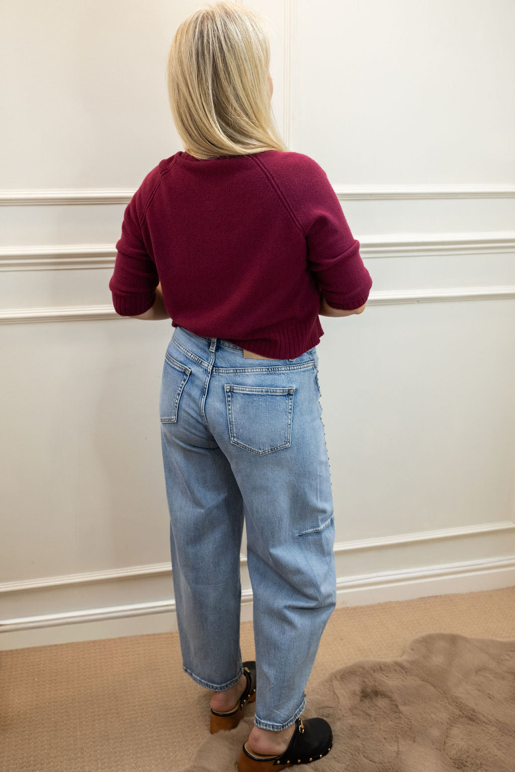 Harta Studded Crop Jeans, Light Blue Wash