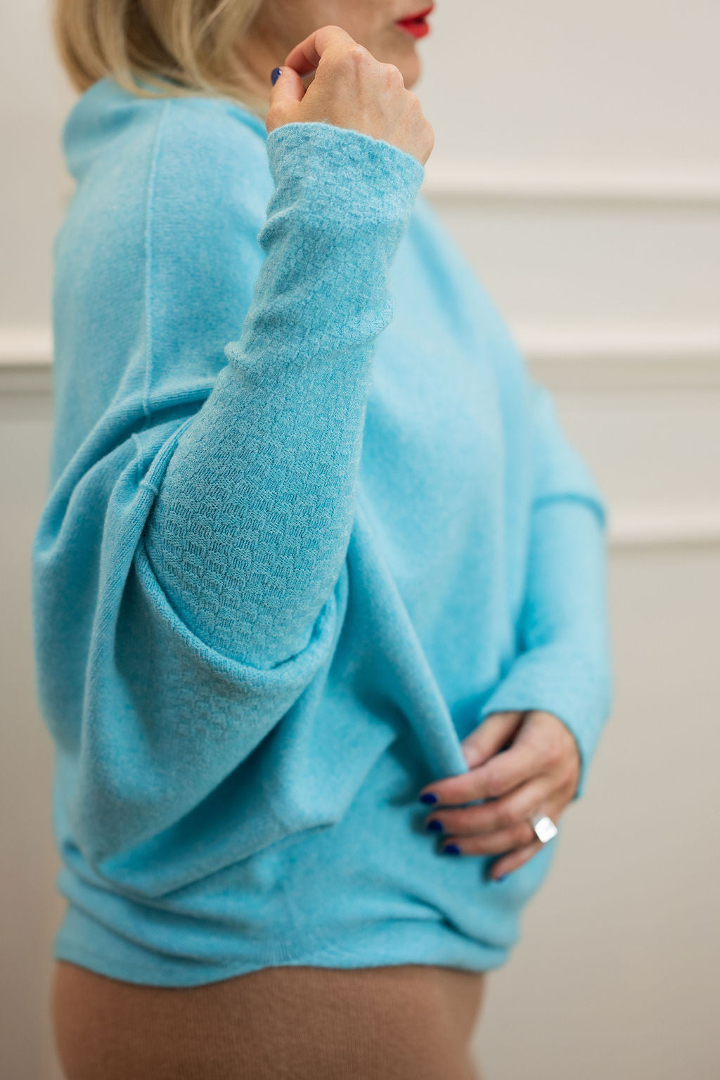 Asymmetric Knit, Turquoise
