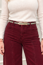 Celine Slim Belt, Sage Leather