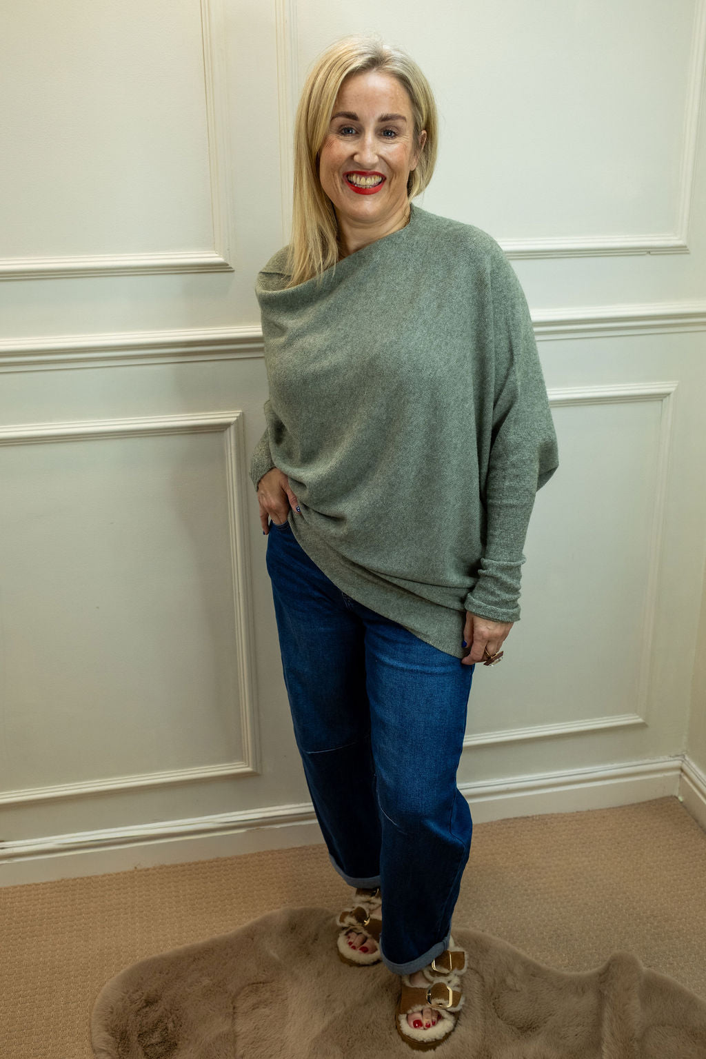 Asymmetric Knit, Moss Green