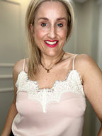 Pia Contrast Camisole, Pink & Cream