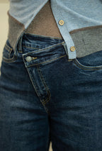 Mandi Asymmetric Waist Jean, Blue Denim