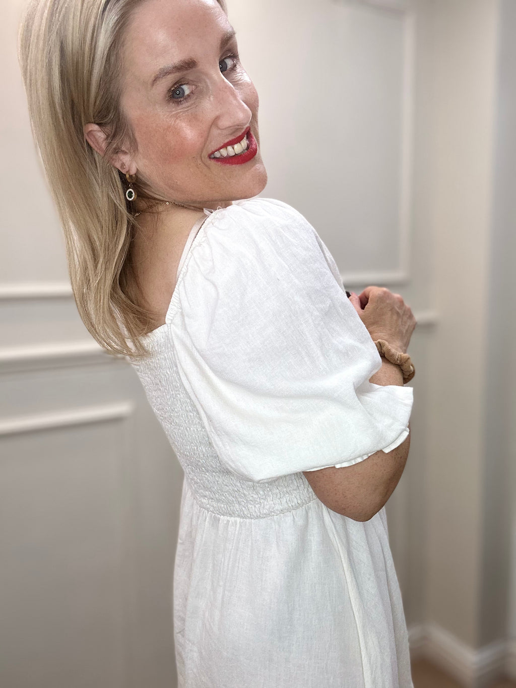 Falakka Short Dress, Off White