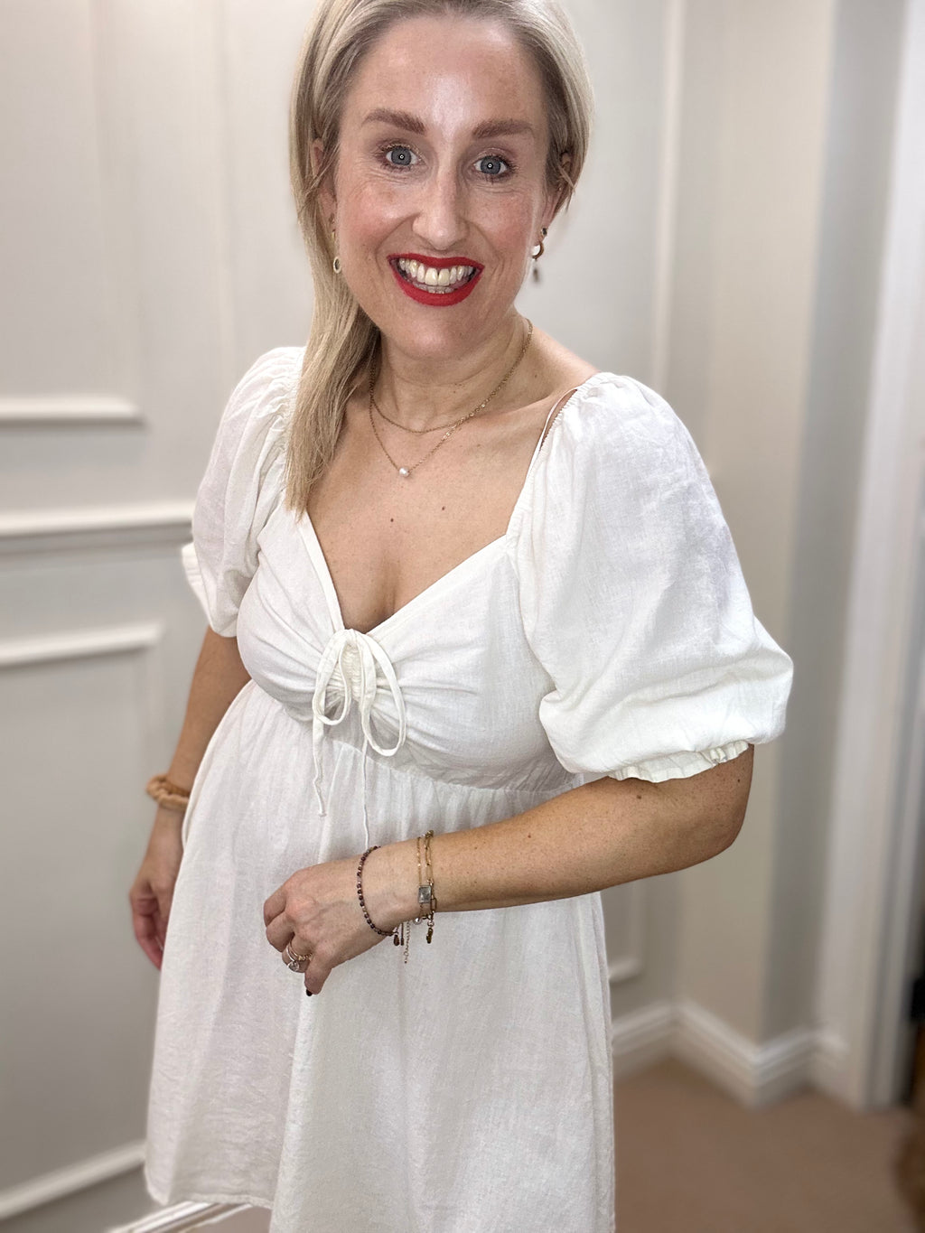 Falakka Short Dress, Off White