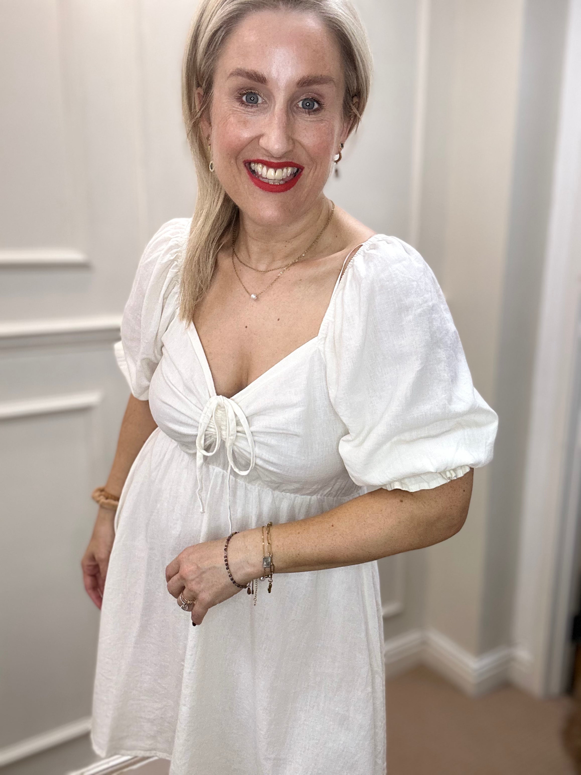 Falakka Short Dress, Off White