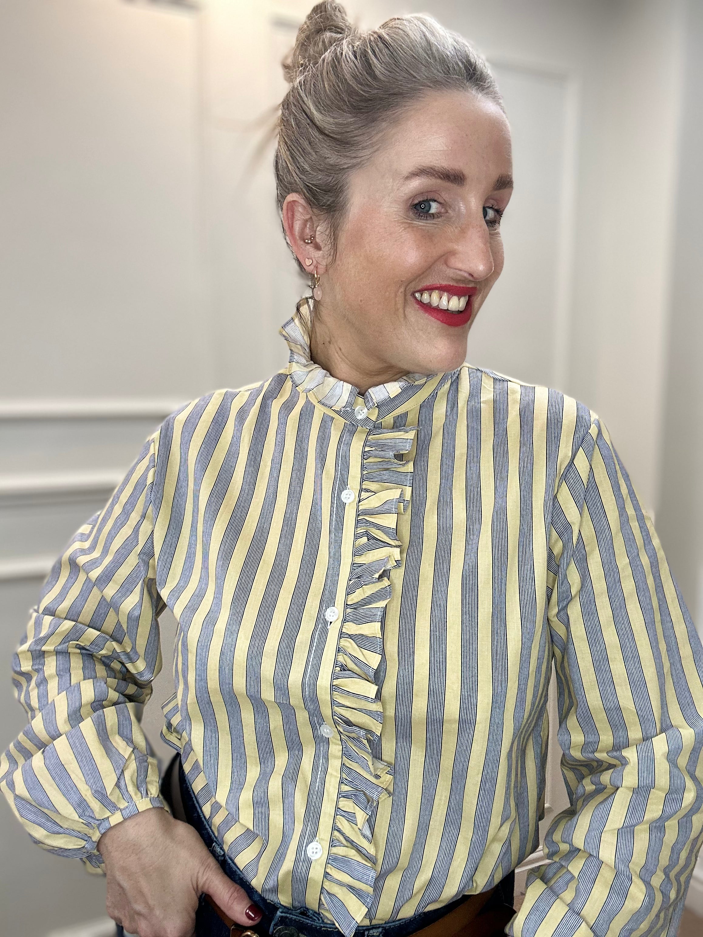 Imrie Shirt, Lemon & Grey Stripe