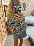 Chestnut Fair Isle Knit Jacket, Mist