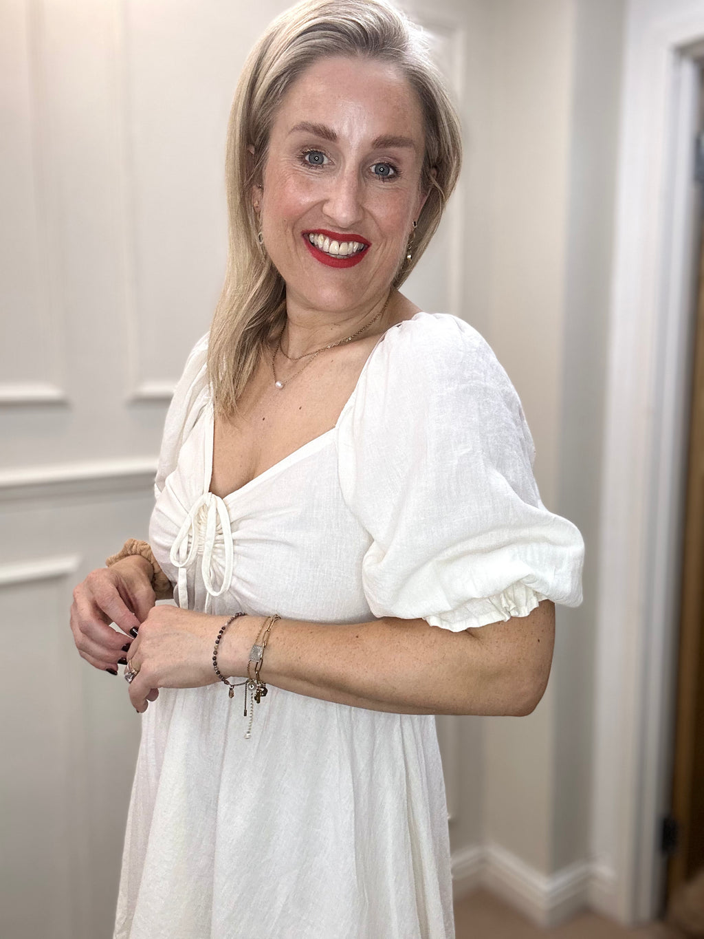 Falakka Short Dress, Off White
