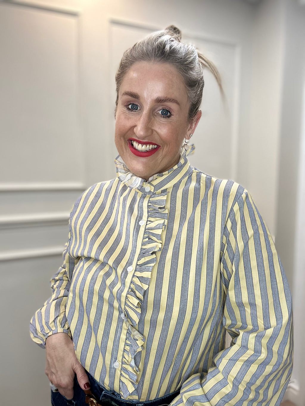 Imrie Shirt, Lemon & Grey Stripe