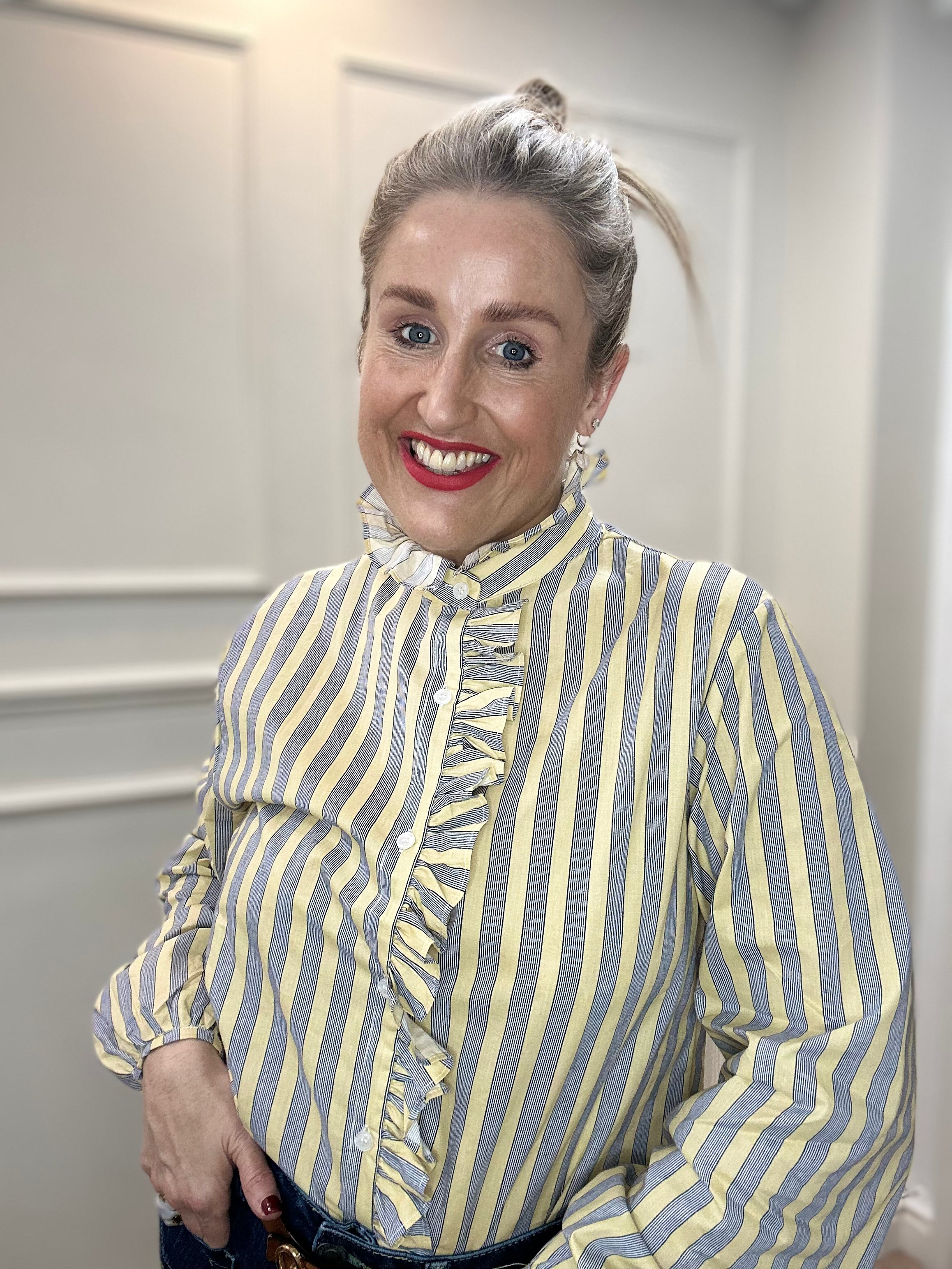 Imrie Shirt, Lemon & Grey Stripe