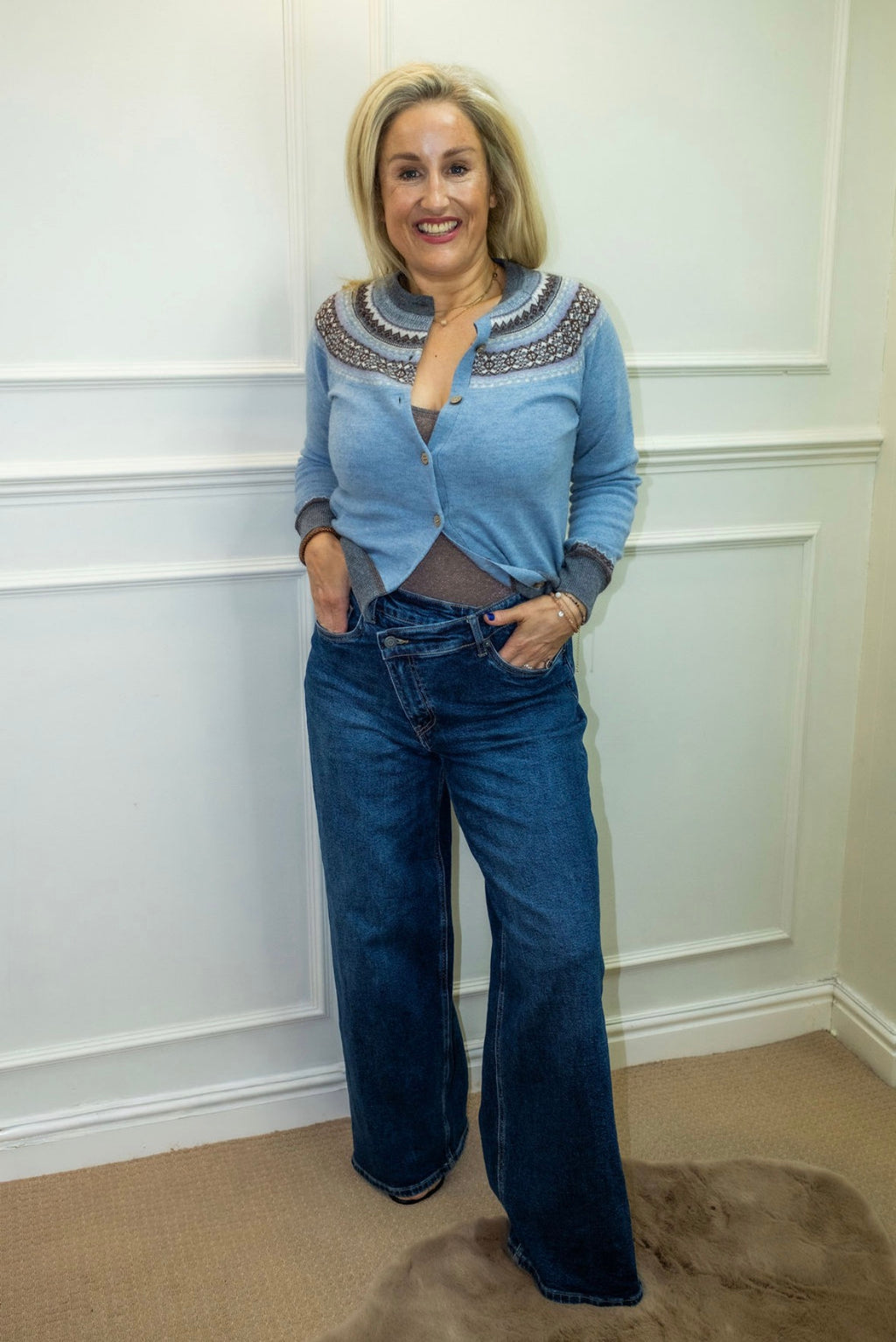 Mandi Asymmetric Waist Jean, Blue Denim