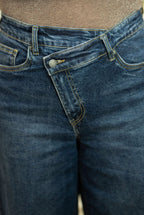 Mandi Asymmetric Waist Jean, Blue Denim