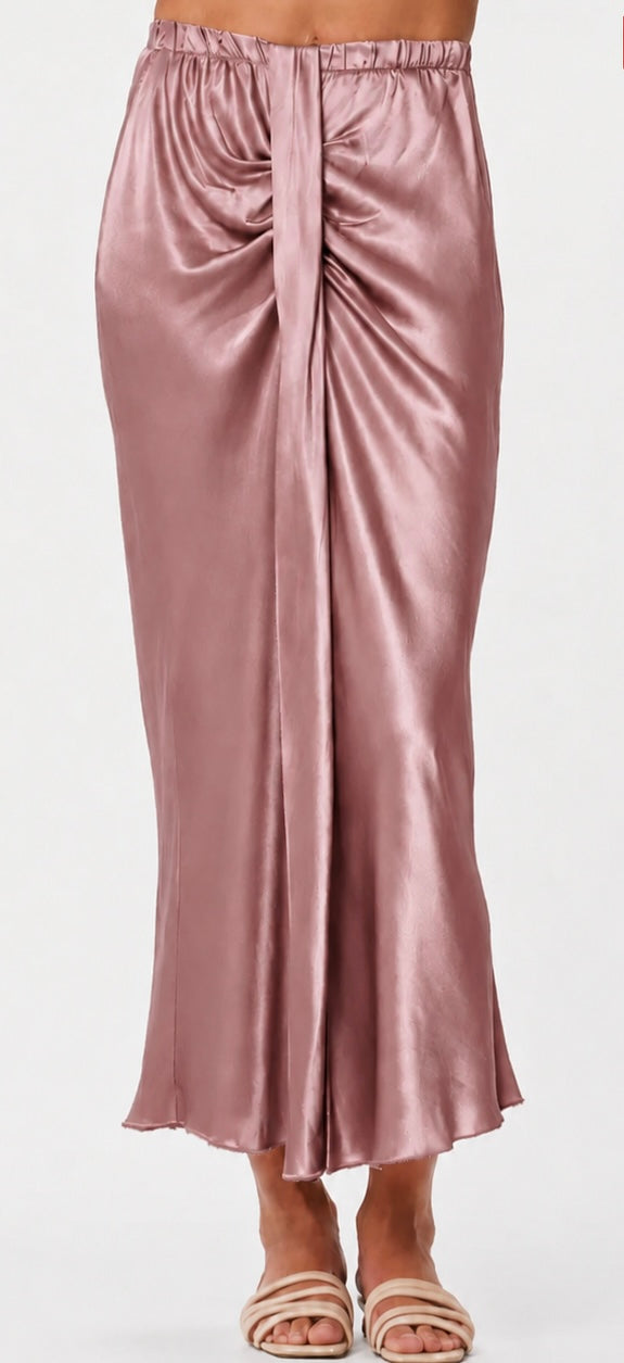 Melanie Satin Skirt, Dusty Rose
