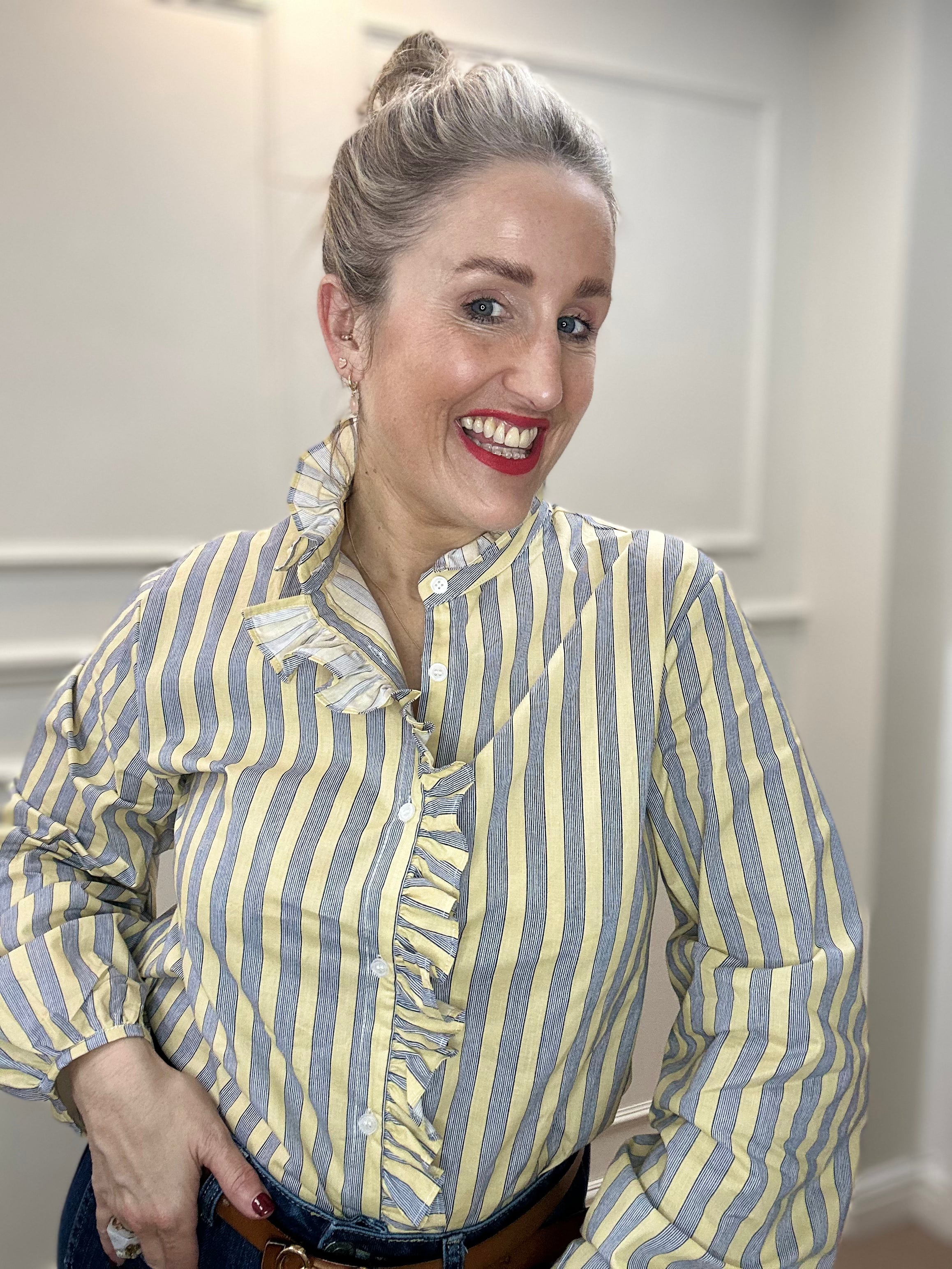 Imrie Shirt, Lemon & Grey Stripe