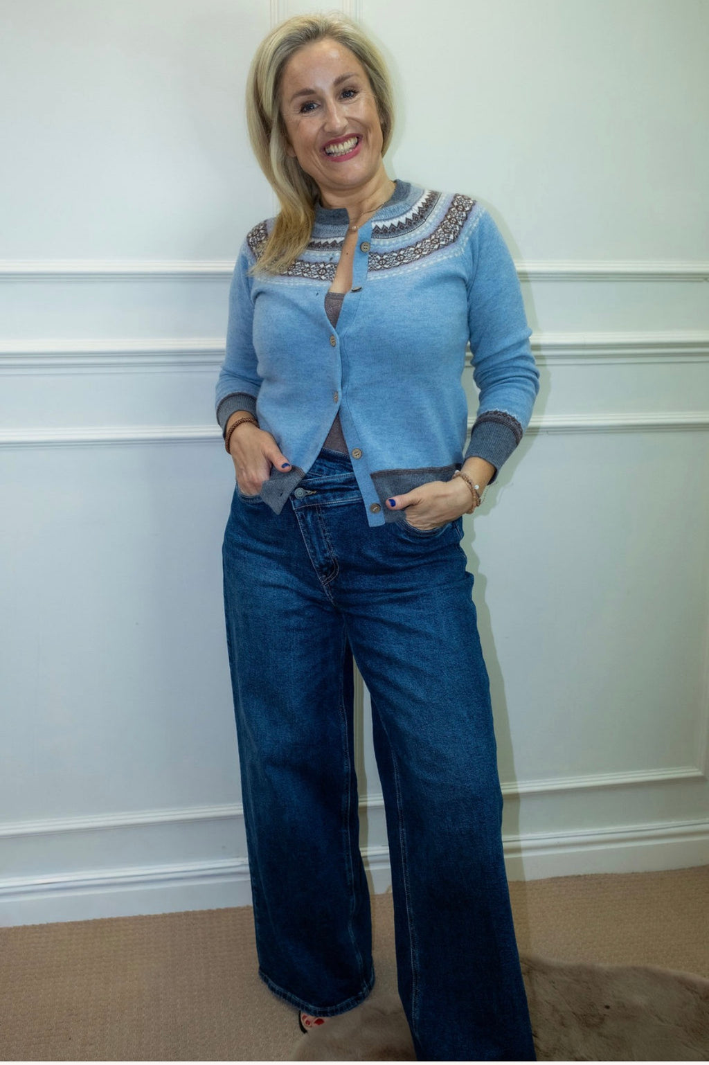 Mandi Asymmetric Waist Jean, Blue Denim