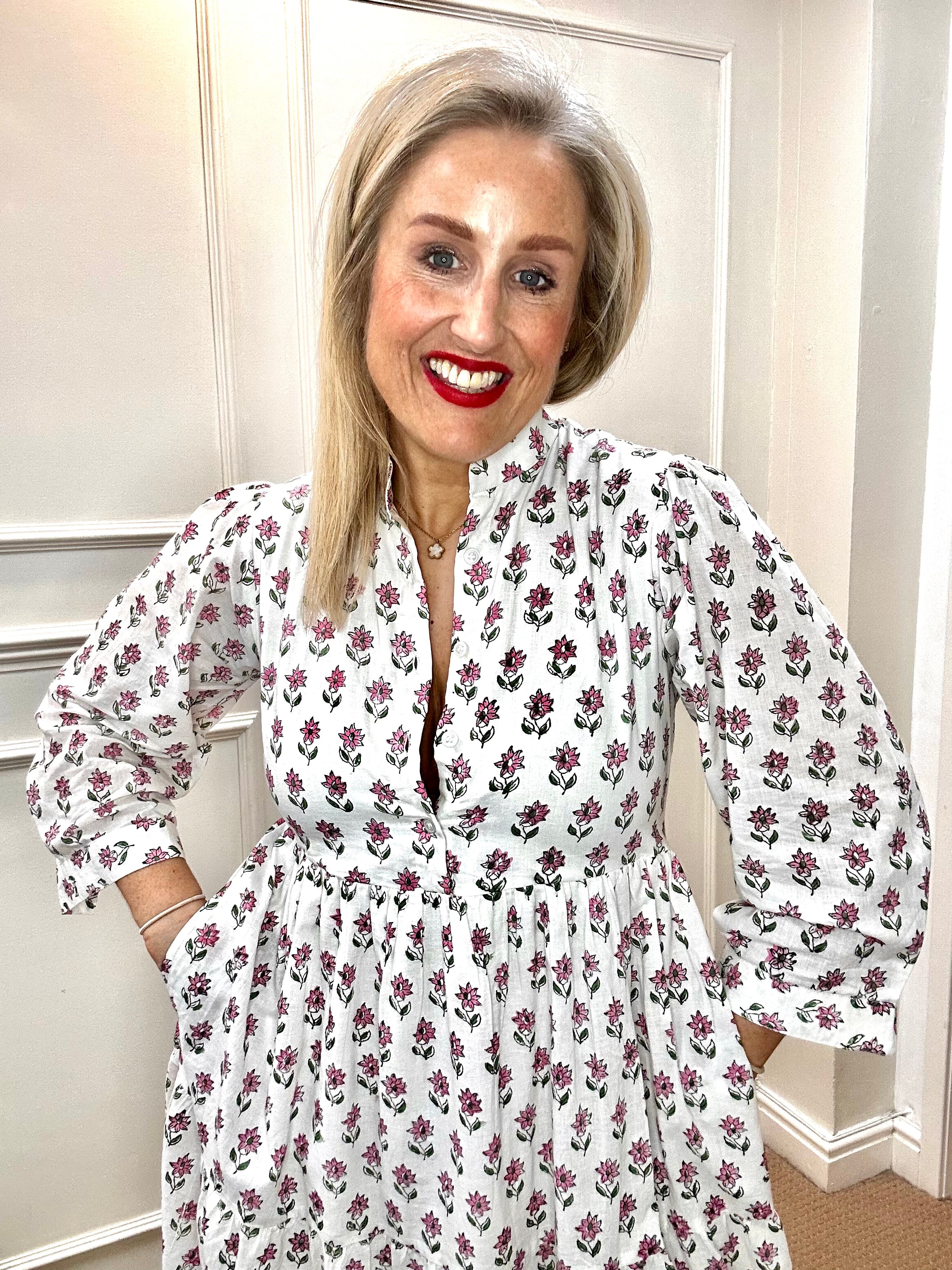 Eloise Cotton Dress, Rosewater Bloom