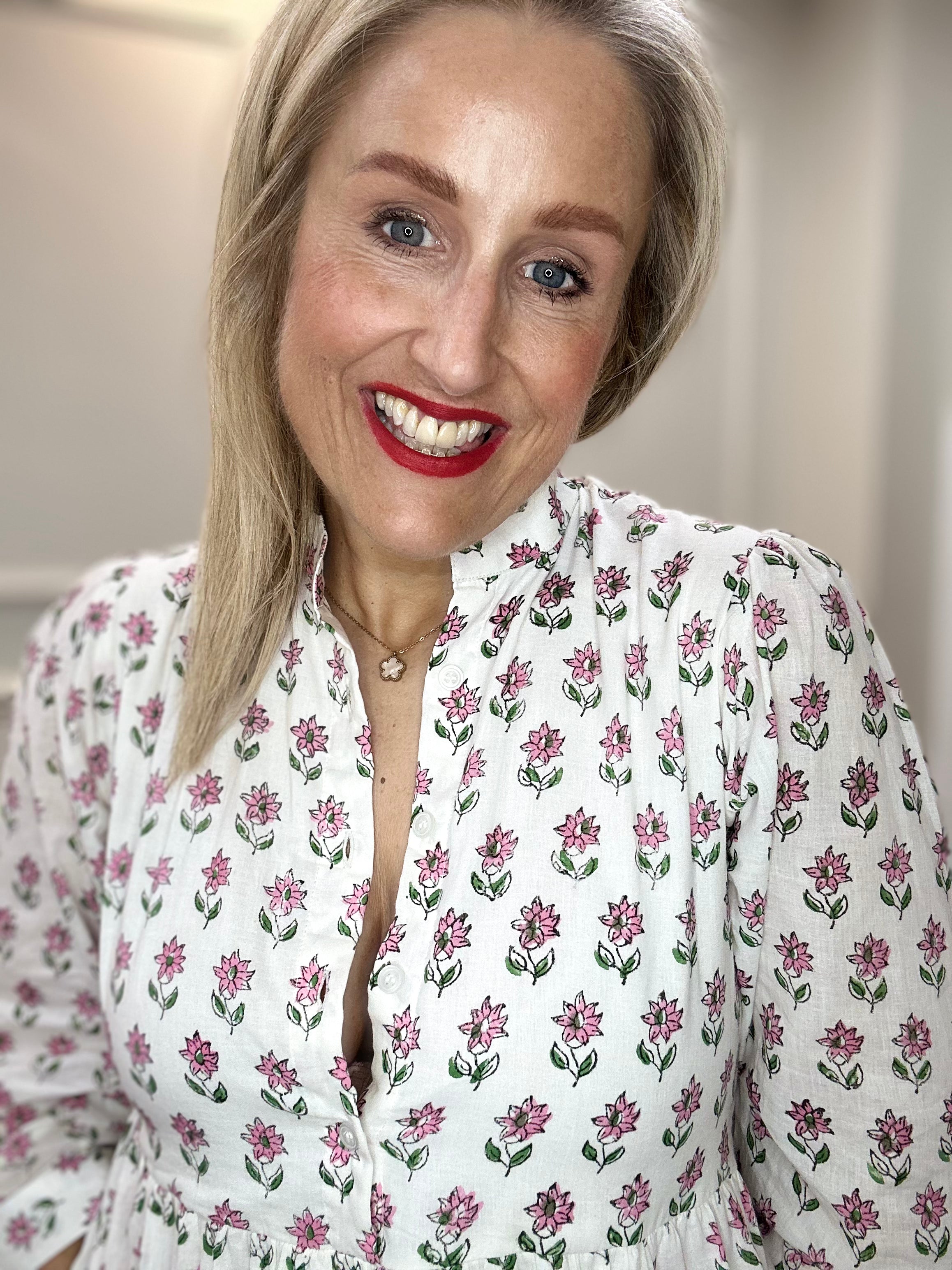 Eloise Cotton Dress, Rosewater Bloom