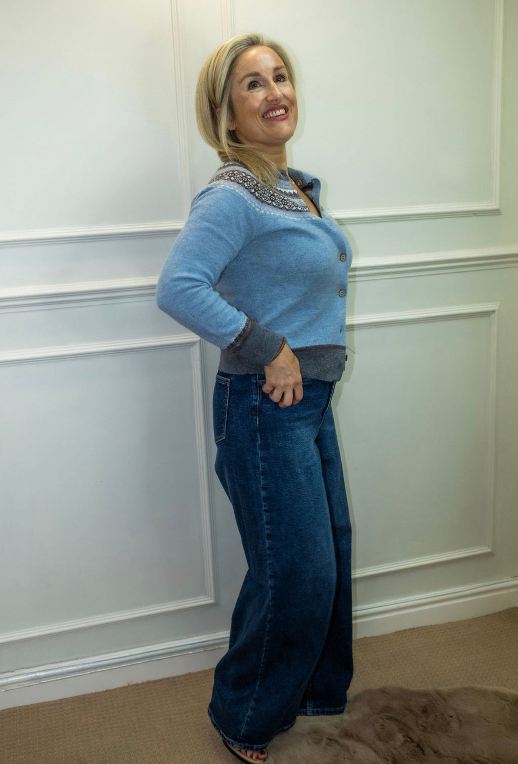 Mandi Asymmetric Waist Jean, Blue Denim