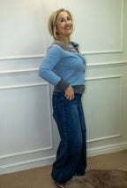 Mandi Asymmetric Waist Jean, Blue Denim