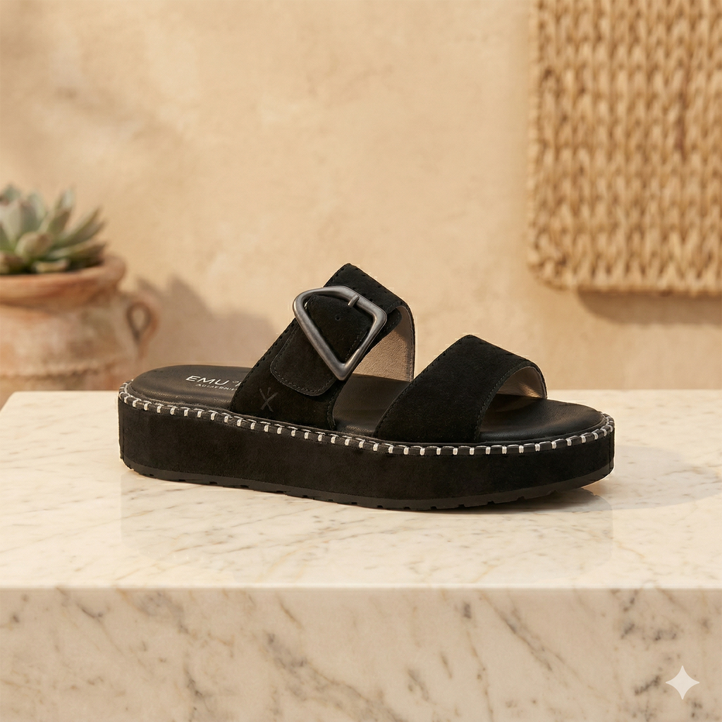 Scarlet Cushioned Sandal, Black
