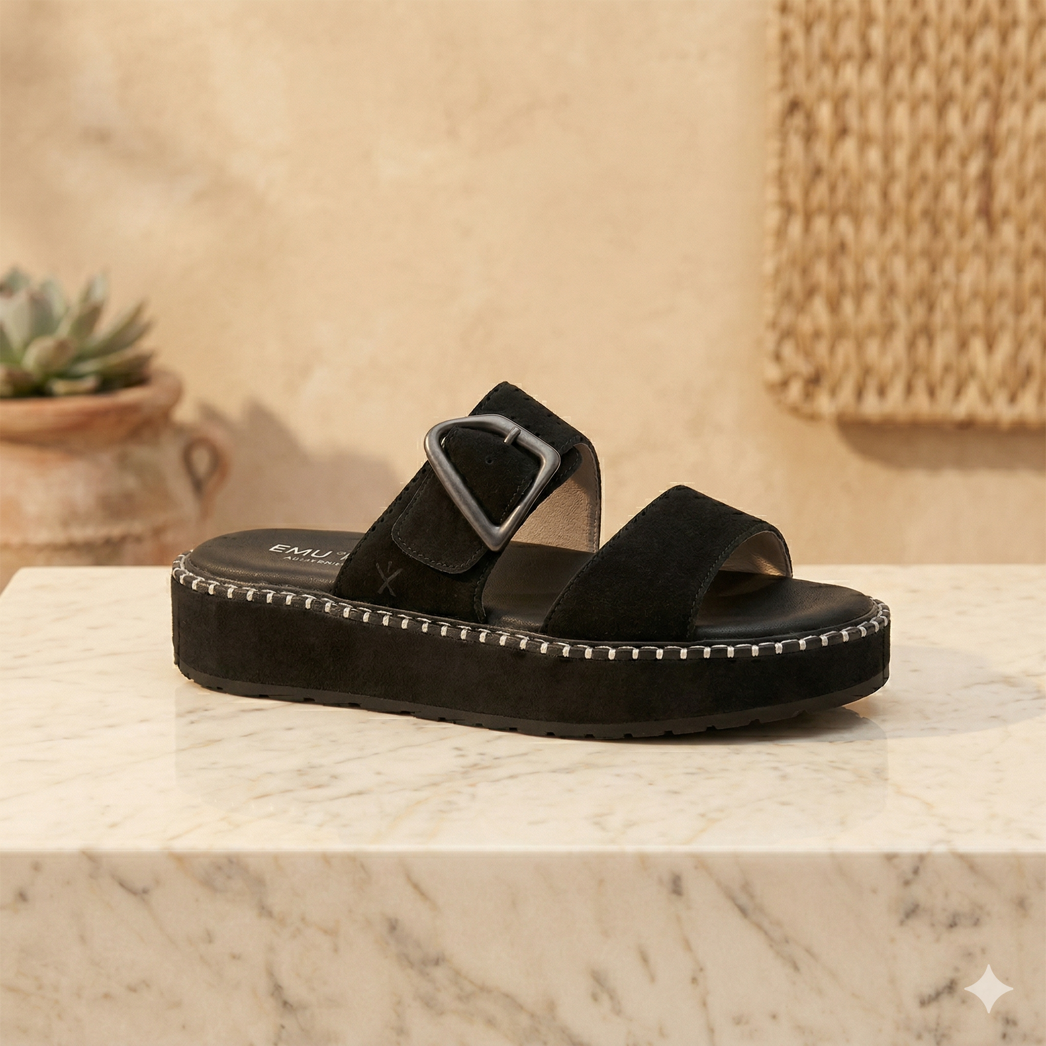 Scarlet Cushioned Sandal, Black