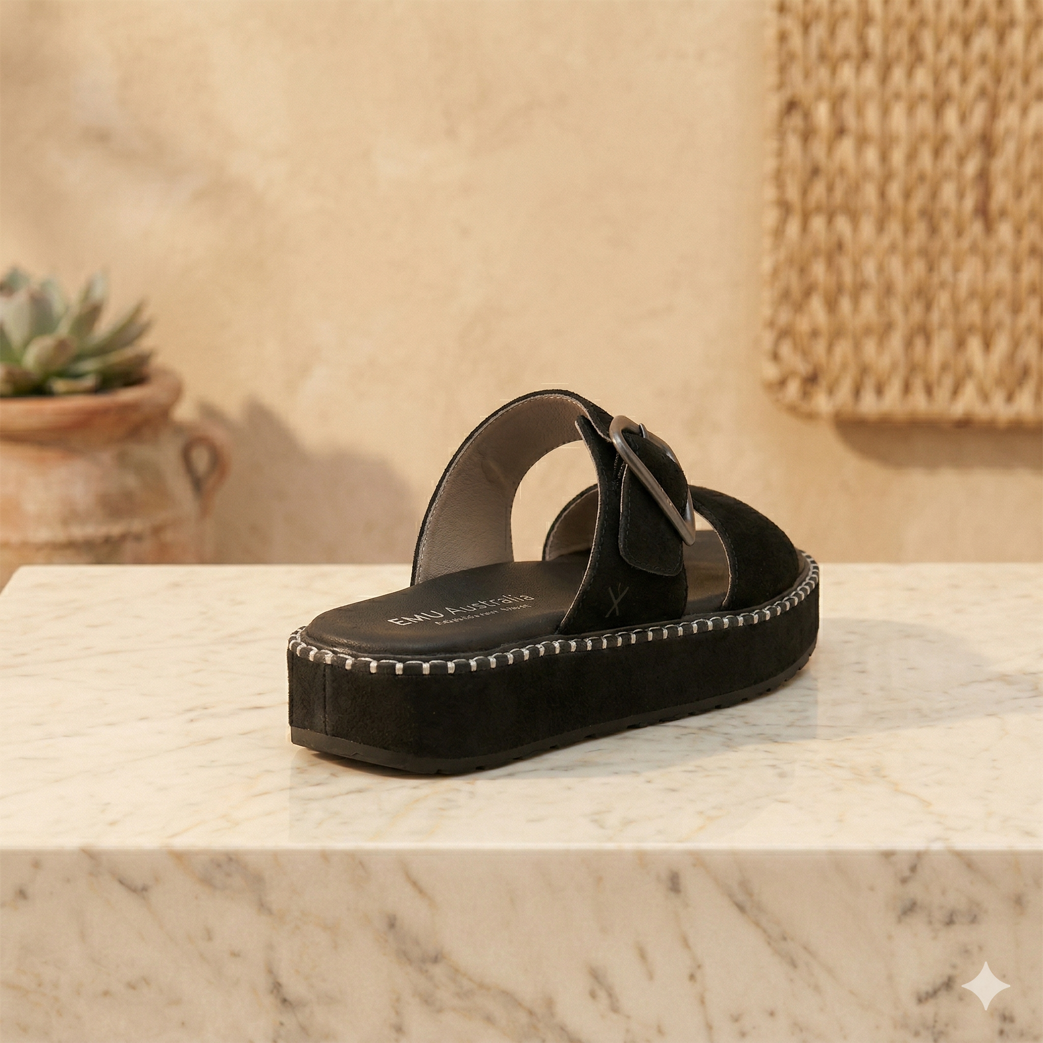 Scarlet Cushioned Sandal, Black