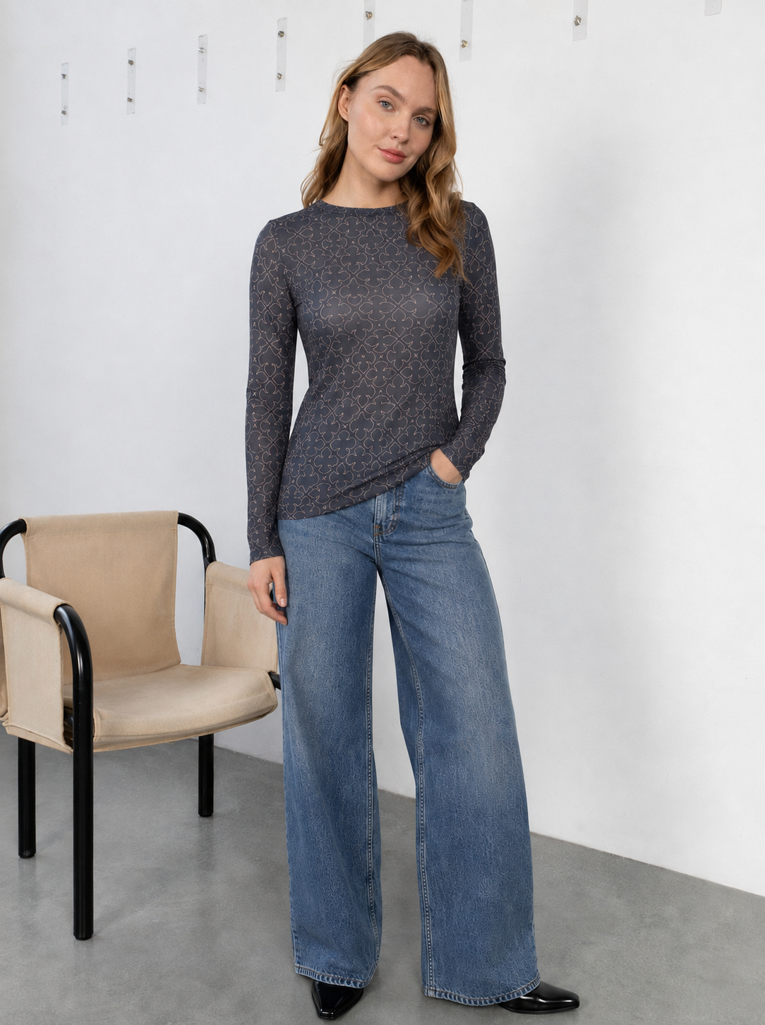 Annie Mesh Blouse, Black Deco