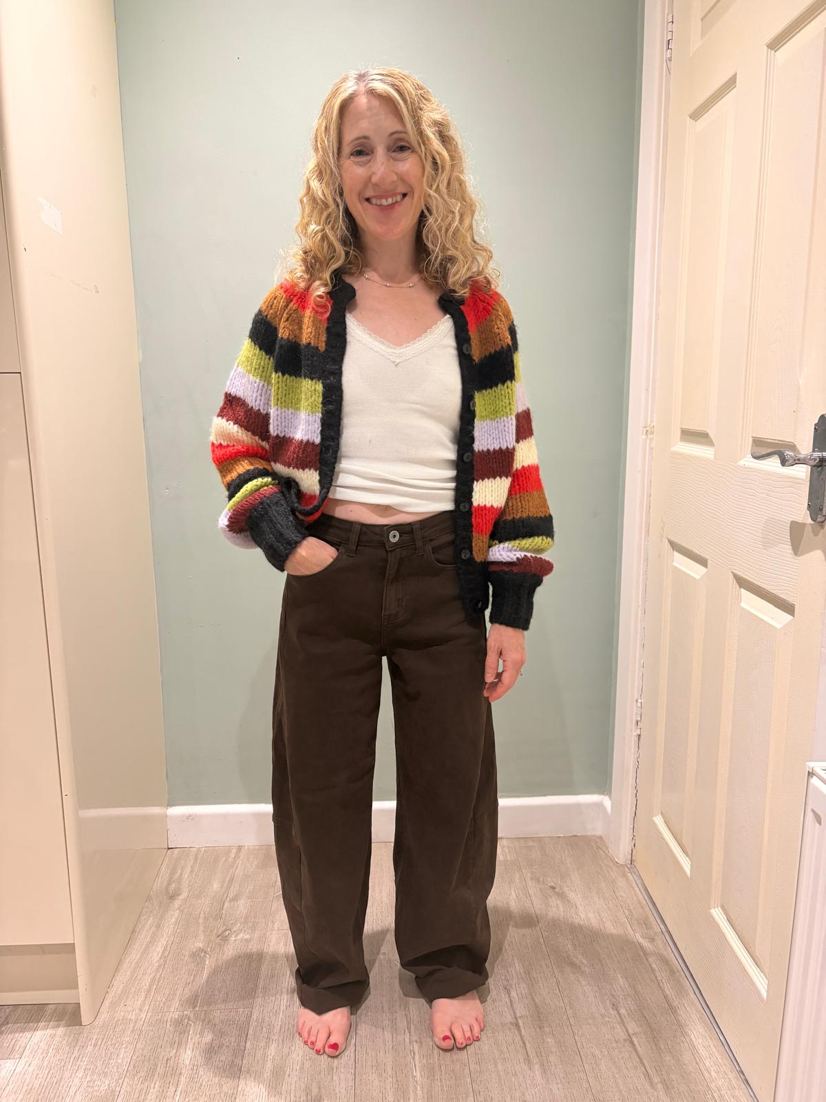 Raglan Campo Knit Cardigan, Multicolour Stripe